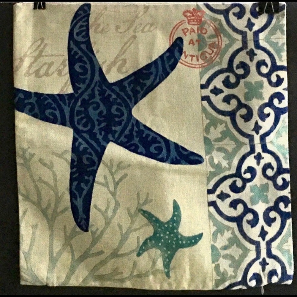 Linen Pillow Cover NWOT Beach Life 17” Square COOL
